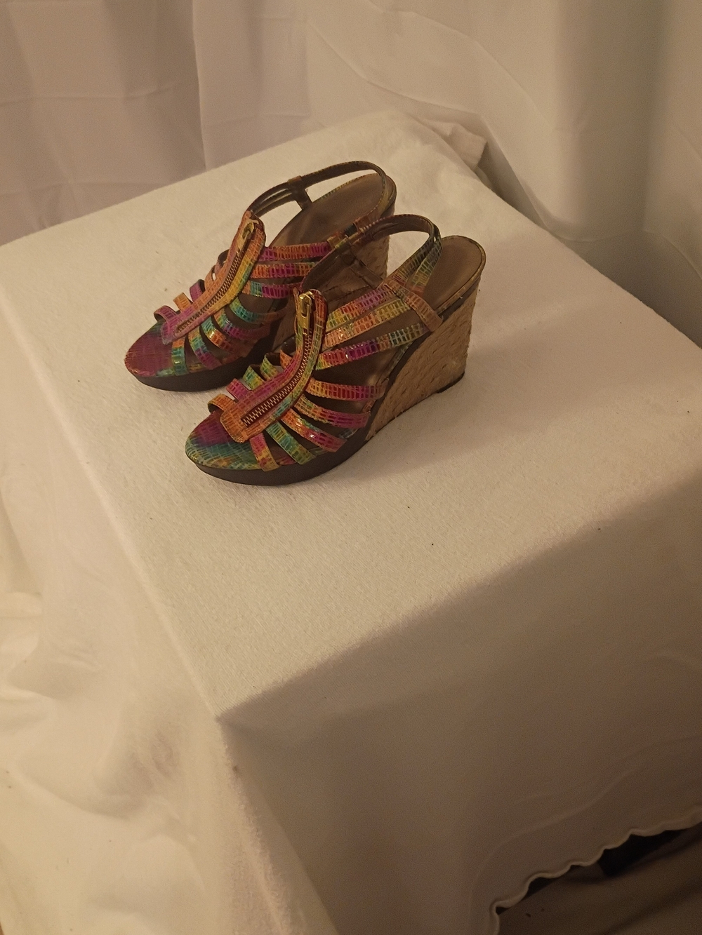 Vaneli Multicolor Strappy Wedge Sandals